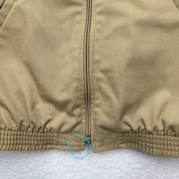 VTG Wrangler Canvas Jacket Zip Up Jacket Logo Normcore Retro Preppy Tan Womens - Picture 12 of 12